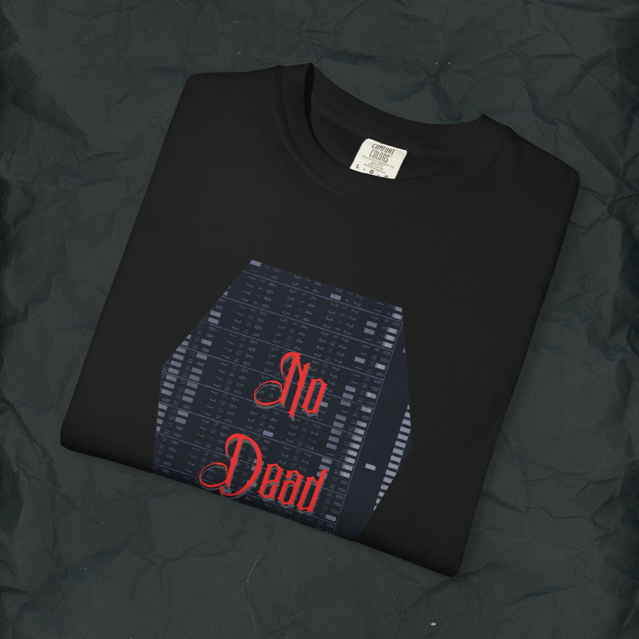 No Dead Code Programmer Shirt, Gothic Coding T-Shirt, Punch Card Coffin Design Tee